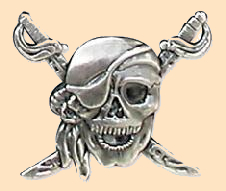 pirate skull concho, screwback concho