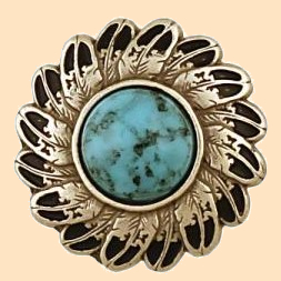 faux turquoise feather concho