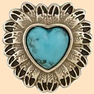 faux turquoise feather heart concho